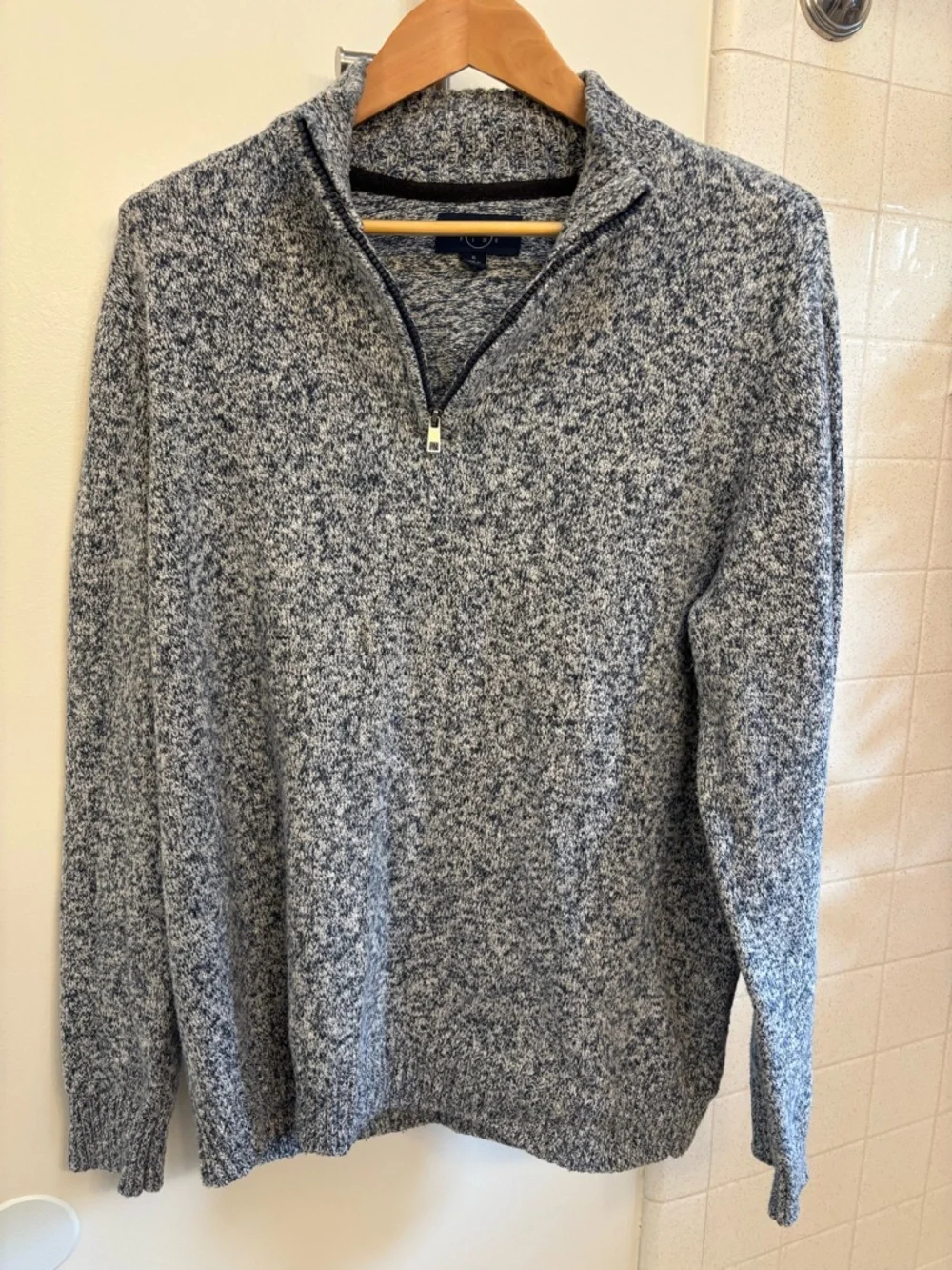 Men's Half-Zip 1/4 Zip Heathered Blue Sweater Preppy Office Cotton Golf Size XL - Picture 2 of 8